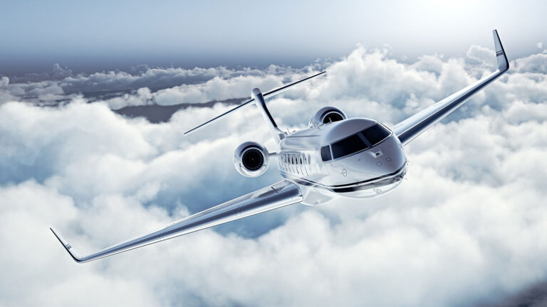 private jet flying, clouds